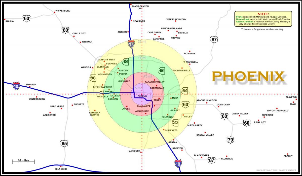 کا نقشہ < ؛ ؛ > فینکس کے علاقے